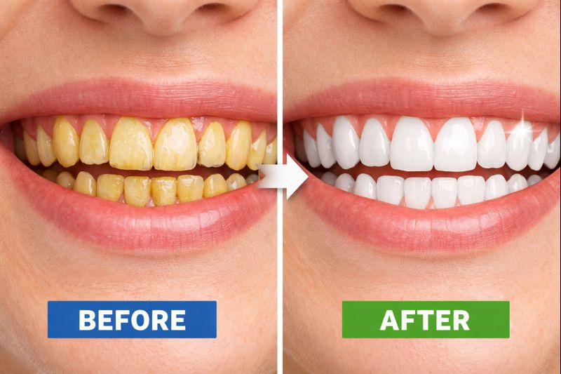 yellow teeth vs white teeth natural whitening at home