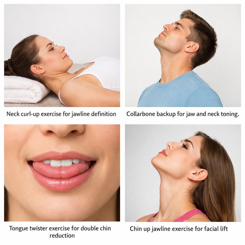 Chin up jawline exercise for facial lift