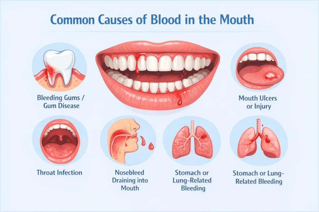 Common causes of blood in mouth