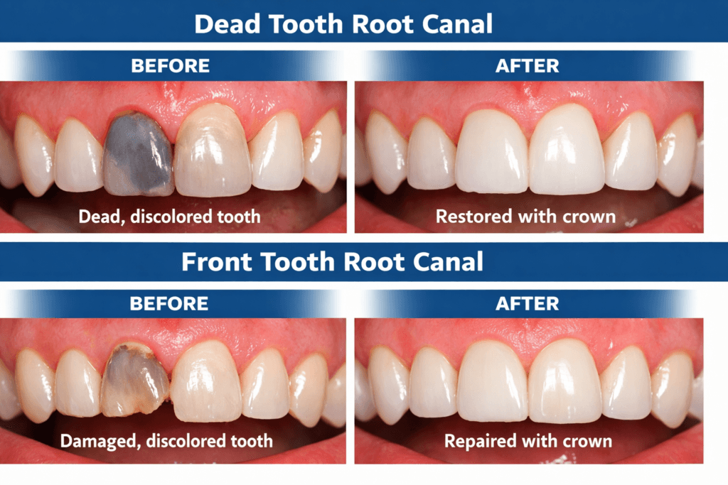 Dead Tooth Root Canal Before and After