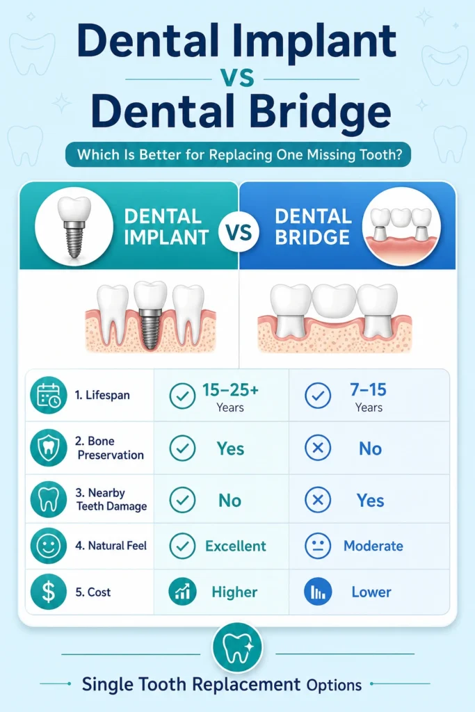 Dental Implant vs Dental Bridge