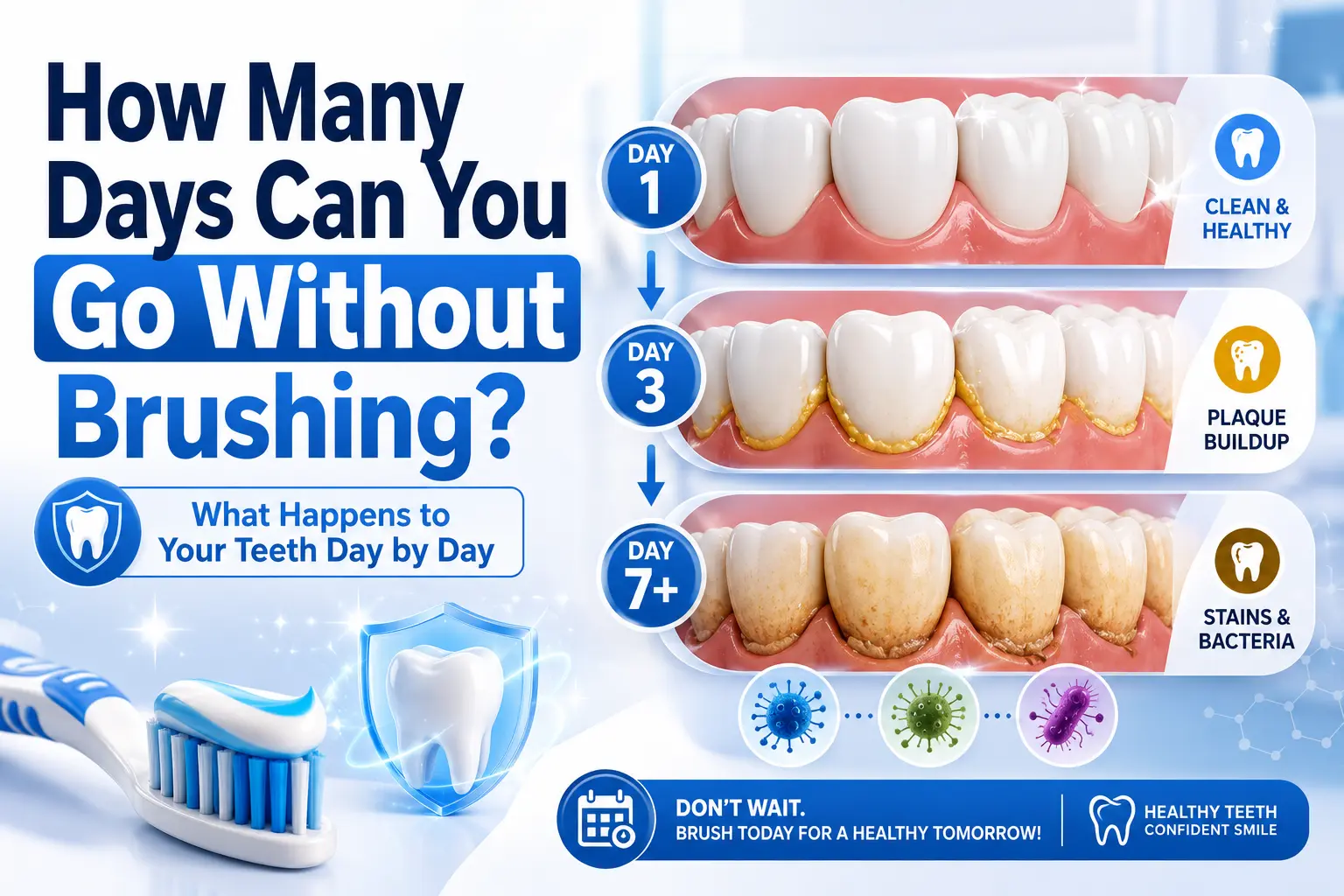 how long can you go without brushing your teeth
