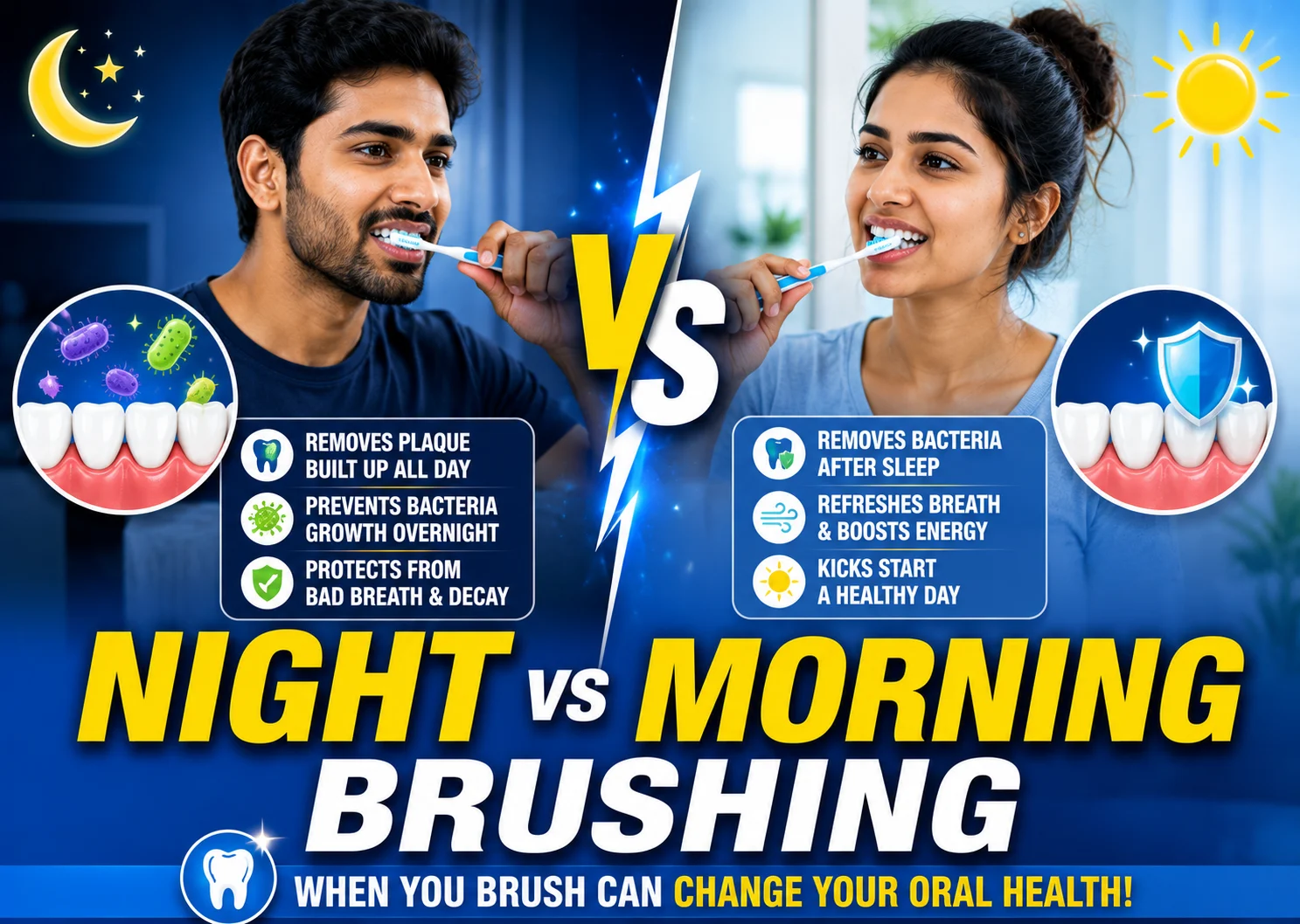 Brushing teeth at night vs morning