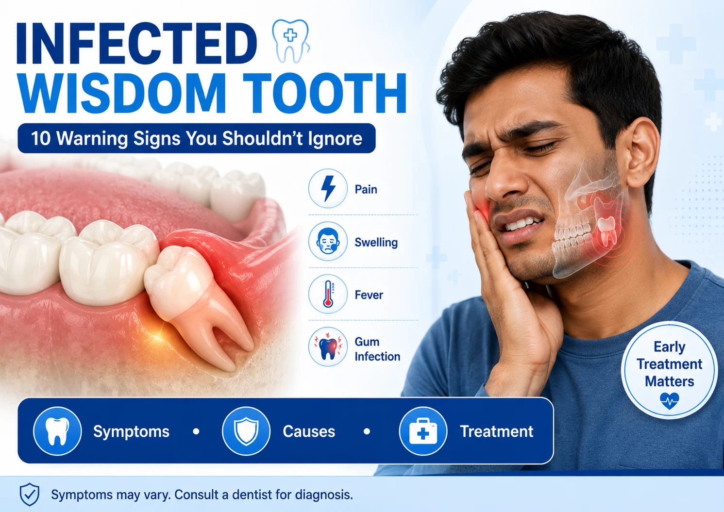 Infected wisdom tooth symptoms