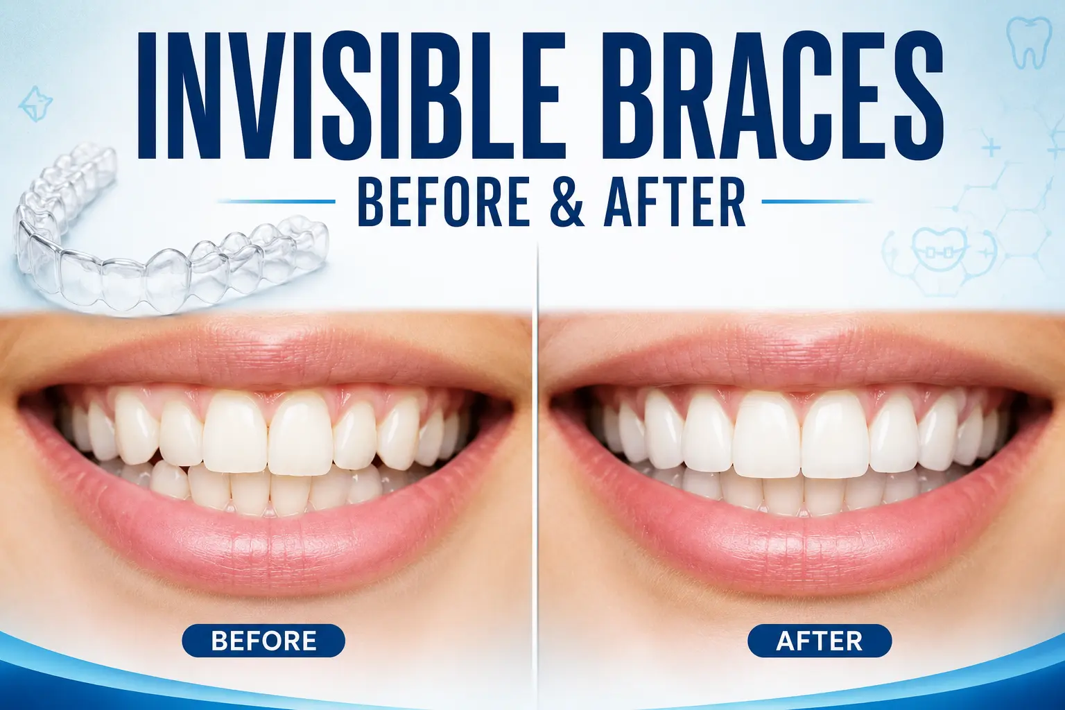 Before and after Invisible braces